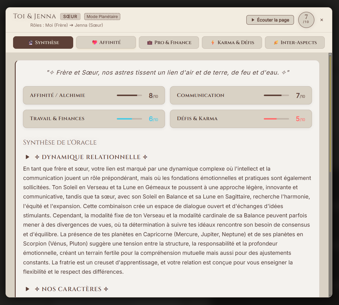 Synastrie et Compatibilité Relationnelle